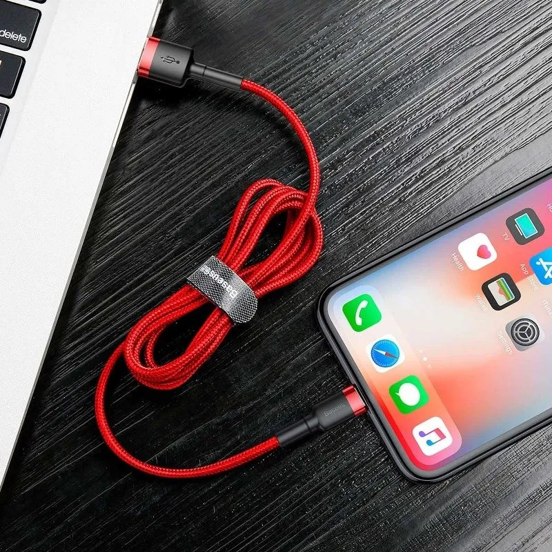 Baseus Cafule USB Lightning kaabel 2.4A 1m (must + punane) universaalne