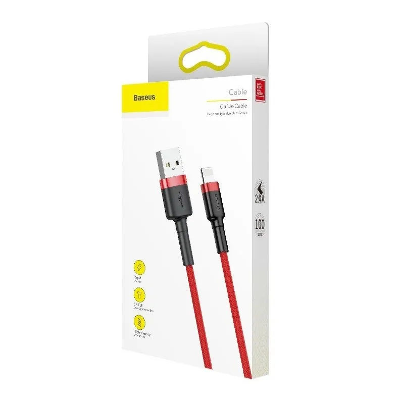 Baseus Cafule USB Lightning kaabel 2.4A 1m (must + punane) universaalne