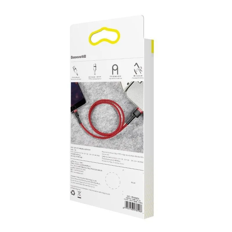 Baseus Cafule USB Lightning kaabel 2.4A 1m (must + punane) universaalne