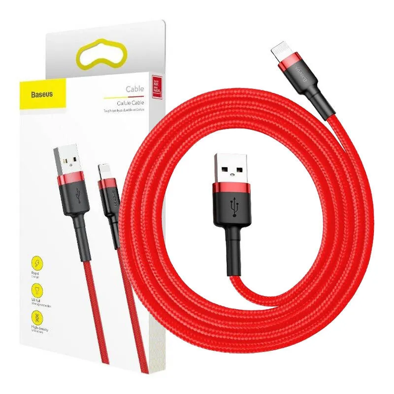Baseus Cafule USB Lightning kaabel 2.4A 1m (must + punane) universaalne