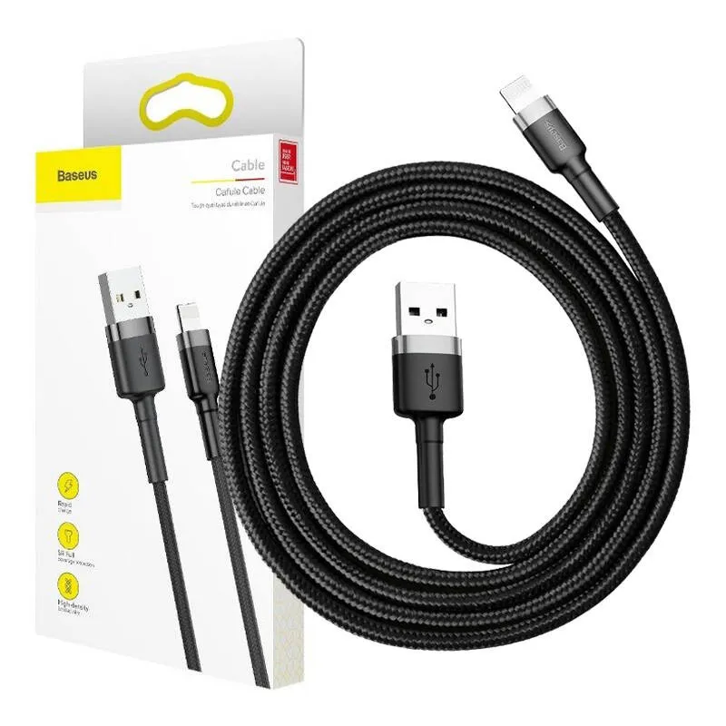 Baseus Cafule USB Lightning Kaabel 1,5A 2m (Hall+Must) universaalne