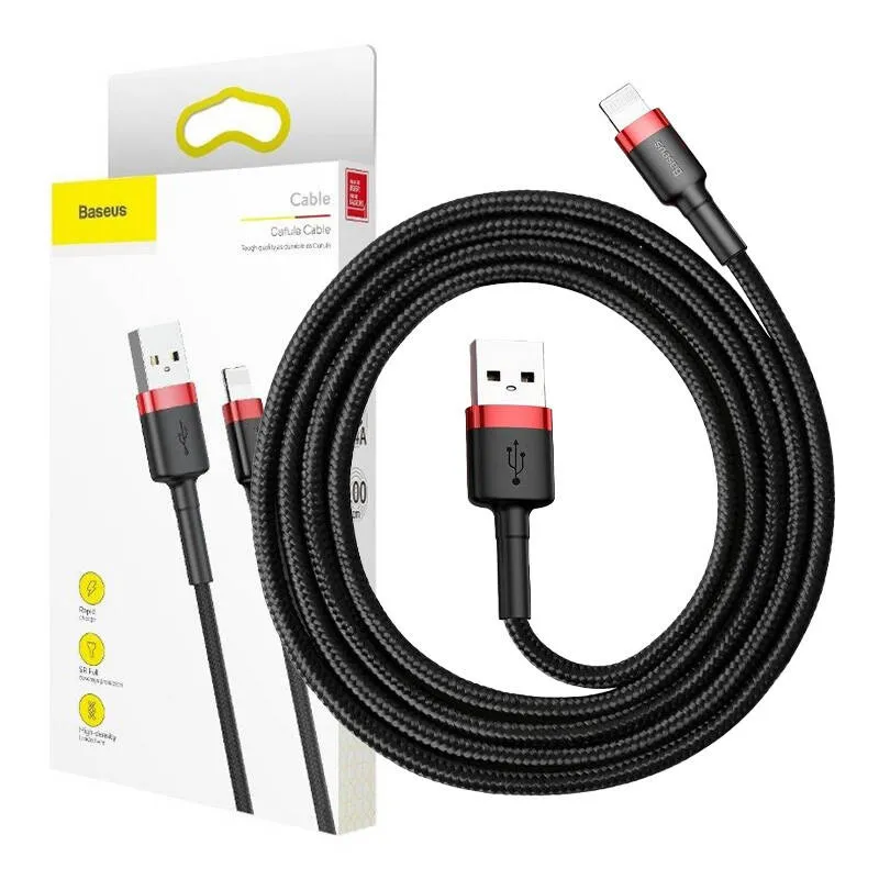 Baseus Cafule USB Lightning kaabel 2,4A 1m (Punane+Must) universaalne