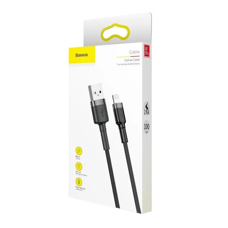 Baseus Cafule USB Lightning kaabel 2,4A 1m (Hall+Must) universaalne