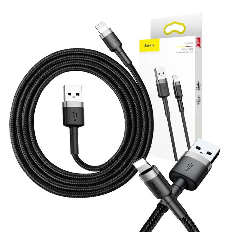 Baseus Cafule USB Lightning kaabel 2,4A 1m (Hall+Must) universaalne