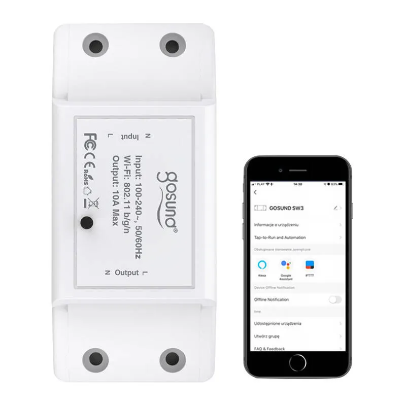 Smart Switch WiFi Gosund SW3, Tuya universaal