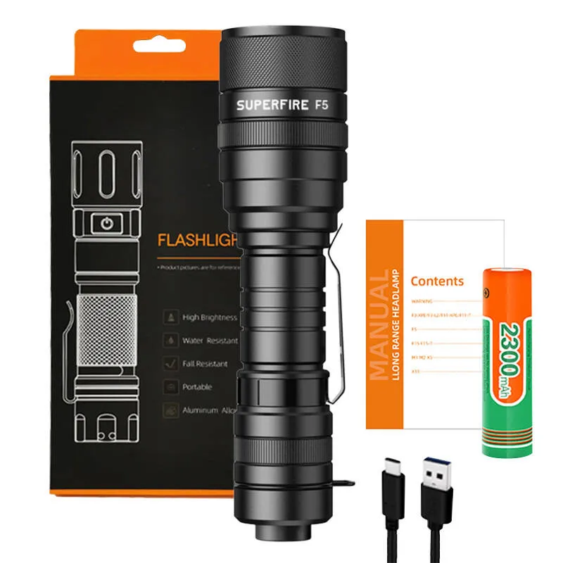 Taskulamp Superfire F5, 1100lm, USB universaal