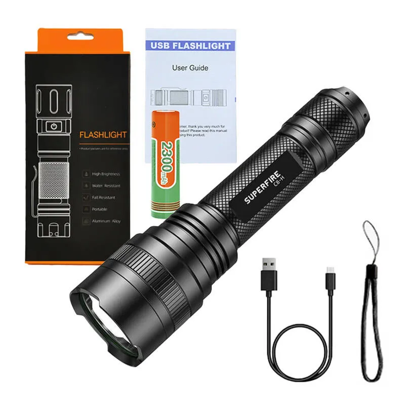 Superfire C8-H taskulamp 1200 lm, USB, 250 m, 5 režiimi universaalne