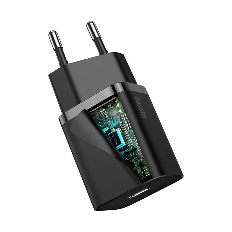 Baseus Super Si Quick Charger 1C 20W koos USB-C kaabliga Lightning 1m (must) universaalne