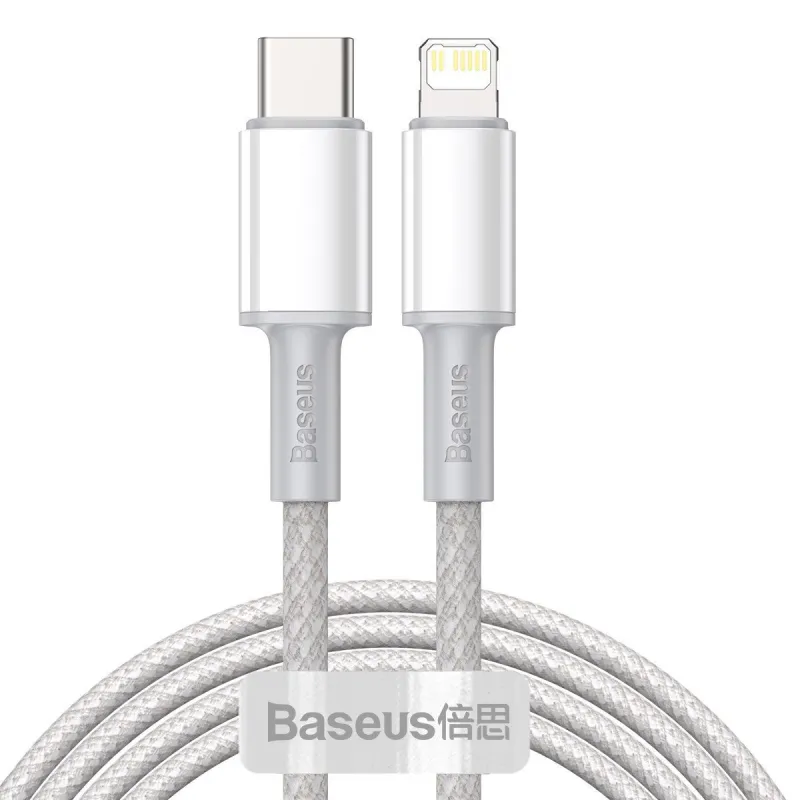 Baseus USB-C kuni Lightning kõrge tihedusega punutud kaabel, 20W, PD, 2m (valge) universaalne