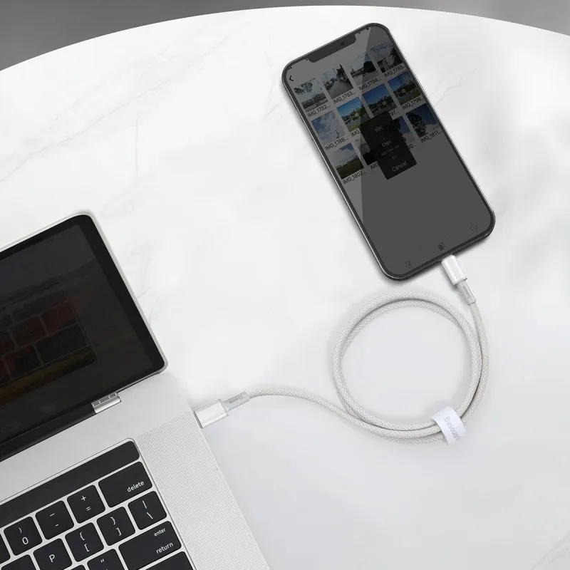 Baseus USB-C kuni Lightning kõrge tihedusega punutud kaabel, 20W, PD, 2m (valge) universaalne