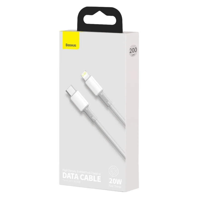 Baseus USB-C kuni Lightning kõrge tihedusega punutud kaabel, 20W, PD, 2m (valge) universaalne