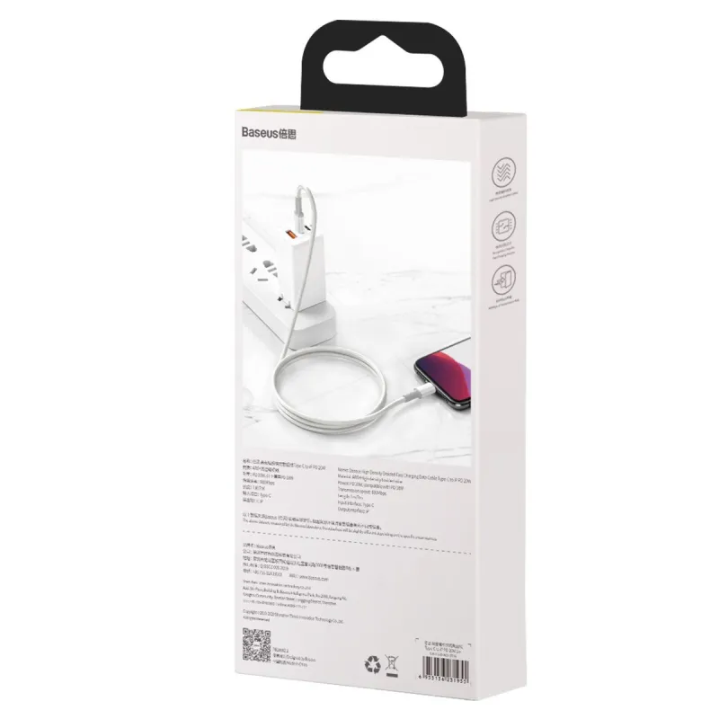 Baseus USB-C kuni Lightning kõrge tihedusega punutud kaabel, 20W, PD, 2m (valge) universaalne