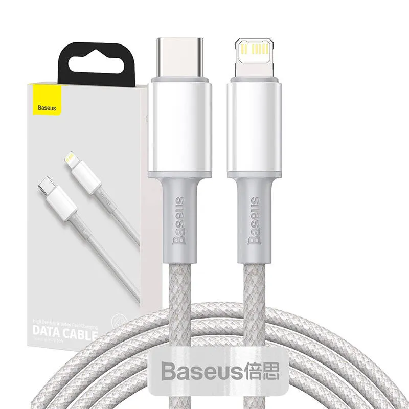 Baseus USB-C kuni Lightning kõrge tihedusega punutud kaabel, 20W, PD, 2m (valge) universaalne