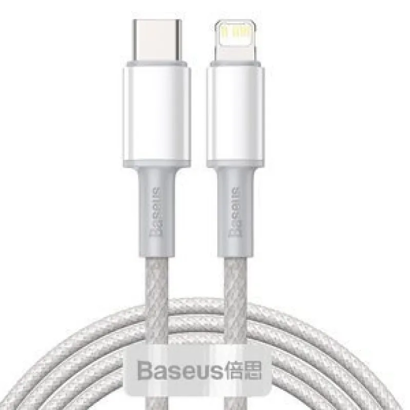 Baseus USB-C kuni Lightning kõrge tihedusega punutud kaabel, 20W, PD, 2m (valge) universaalne