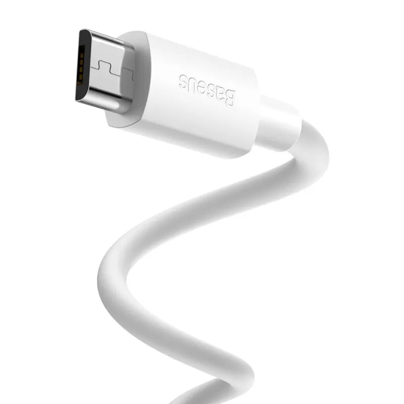 Baseus Simple Wisdom Andmesidekaablite Komplekt USB to Micro 2.1A (2tk/set) 1,5m Valge universaal