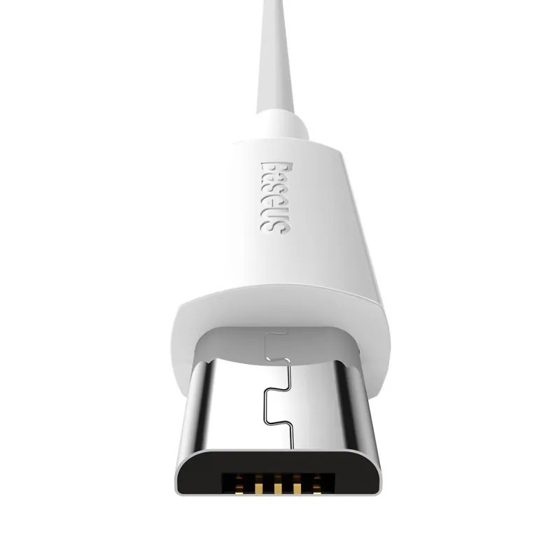 Baseus Simple Wisdom Andmesidekaablite Komplekt USB to Micro 2.1A (2tk/set) 1,5m Valge universaal