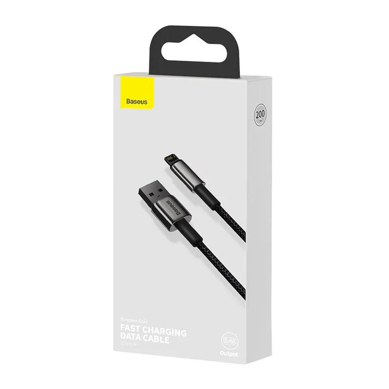 Baseus Tungsten Gold Kaabel USB-iP 2,4A 2m (must) universaalne