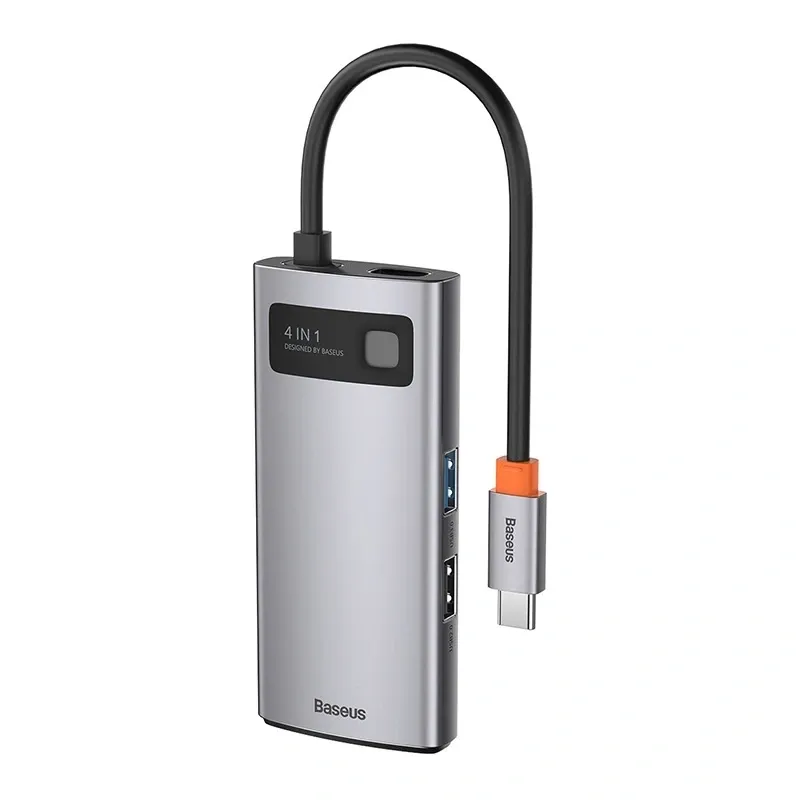 Baseus Metal Gleam Series 4-in-1 Hub, USB-C kuni USB 3.0 + USB 2.0 + HDMI + USB-C PD universaal