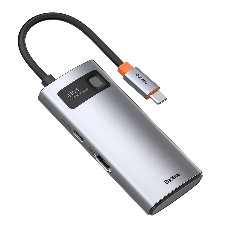 Baseus Metal Gleam Series 4-in-1 Hub, USB-C kuni USB 3.0 + USB 2.0 + HDMI + USB-C PD universaal