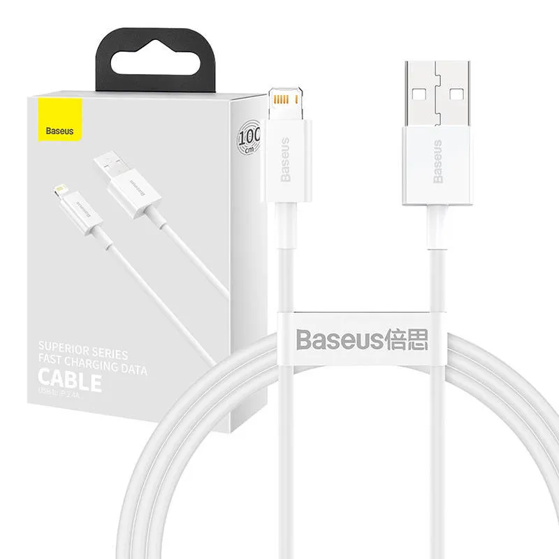 Baseus Superior Series USB-Lighting ühenduskaabel, 2,4A, 1m (valge) universaalne