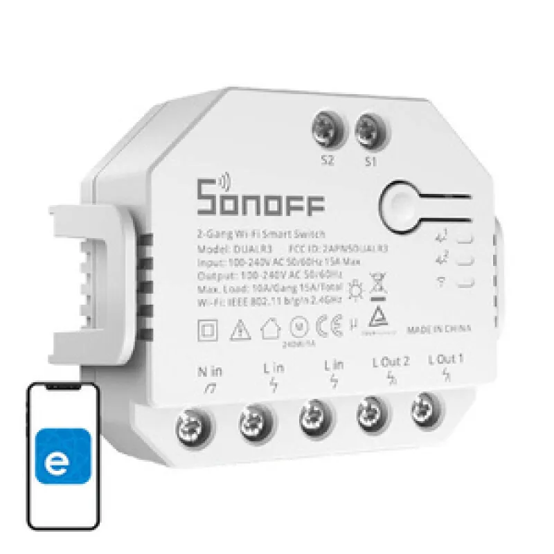 Smart lüliti WiFi Sonoff Dual R3 universaalne