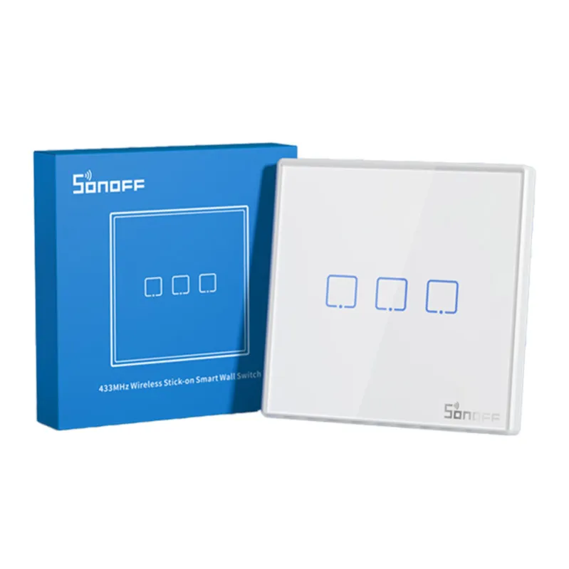 Smart Wireless Seinalüliti Sonoff T2EU3C-RF 433MHz (3-kanaliline) universaal