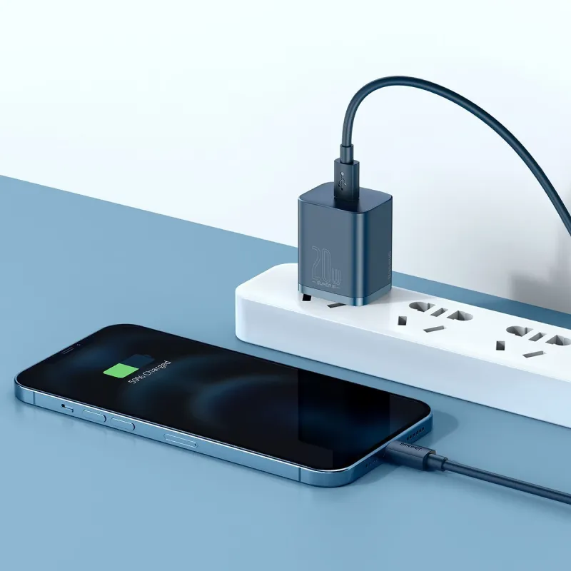 Baseus Super Si Quick Charger 1C 20W koos USB-C kaabliga Lightning 1m (sinine) universaalne