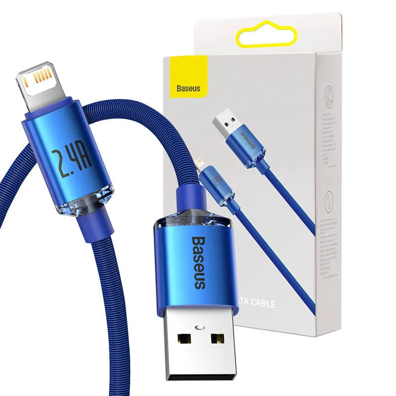 Baseus Crystal Shine kaabel USB to Lightning, 2.4A, 1,2 m (sinine) universaal