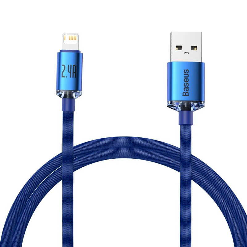 Baseus Crystal Shine kaabel USB to Lightning, 2.4A, 1,2 m (sinine) universaal