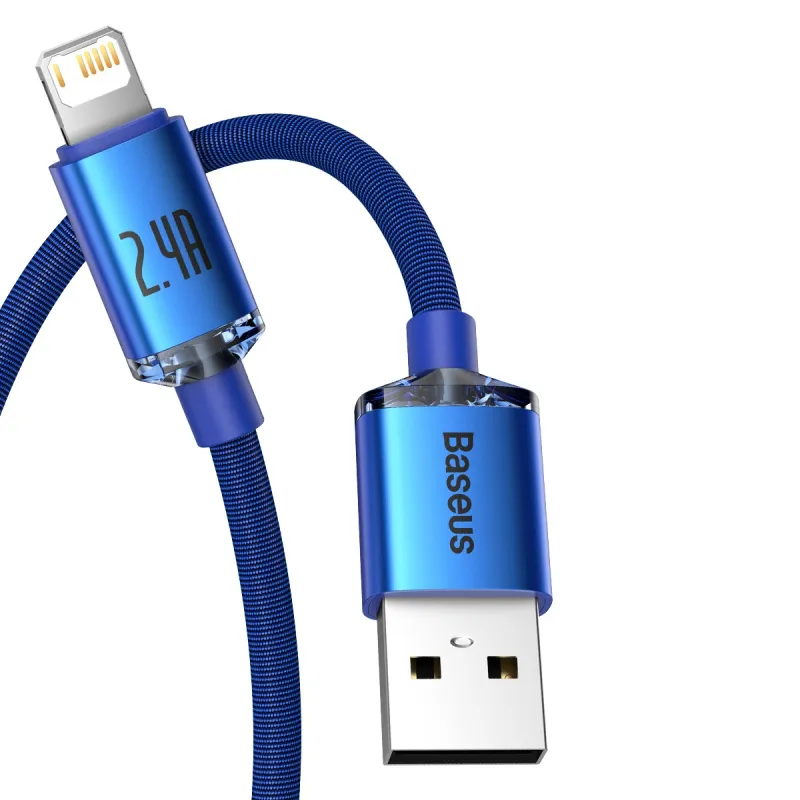 Baseus Crystal Shine kaabel USB to Lightning, 2.4A, 1,2 m (sinine) universaal
