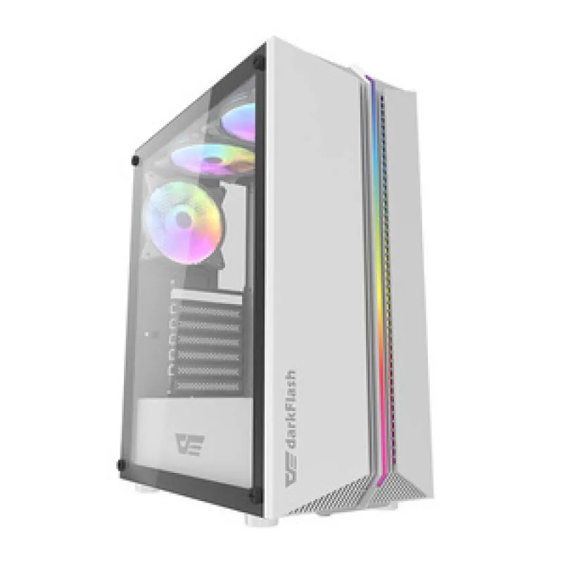 Darkflash DK151 LED arvutikarp (valge) + 3 RGB ventilaatorit universaalne