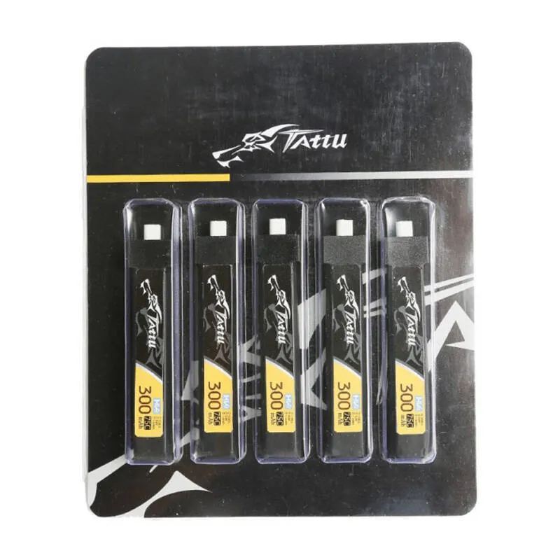 Tattu LiPo 300mAh 3.8V 75C 1S1P HV BT2.0.5 aku (5 tk) universaalne