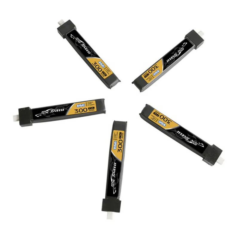 Tattu LiPo 300mAh 3.8V 75C 1S1P HV BT2.0.5 aku (5 tk) universaalne