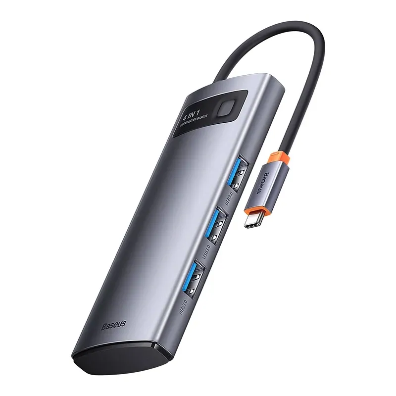 Baseus Metal Gleam Series 4-in-1 Hub, USB-C kuni 4x USB 3.0 universaal