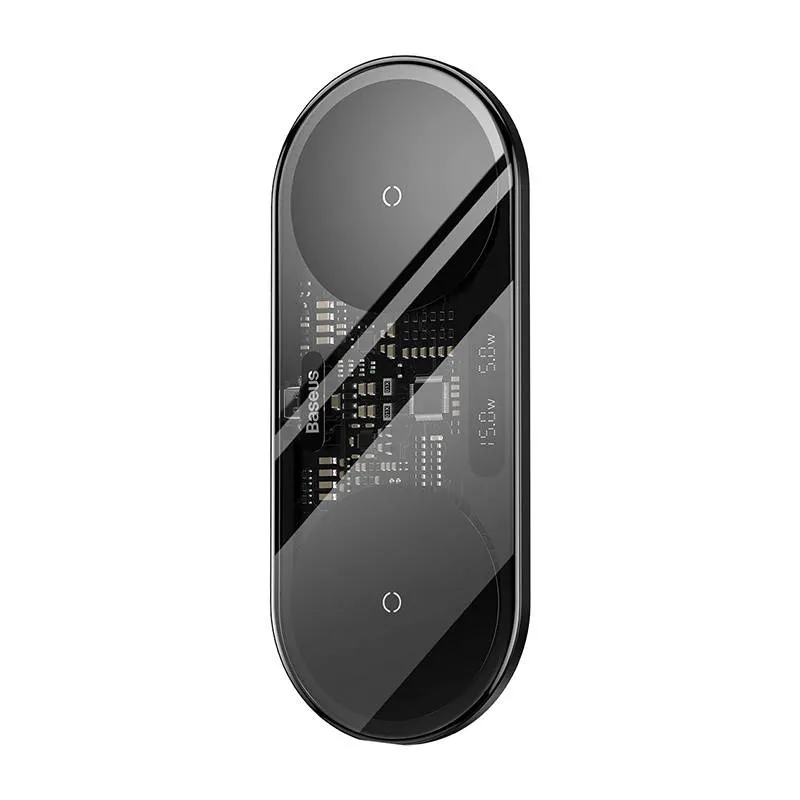 Dual Qi juhtmevaba laadija Baseus Digitaalne LED-ekraan, 20W universaalne