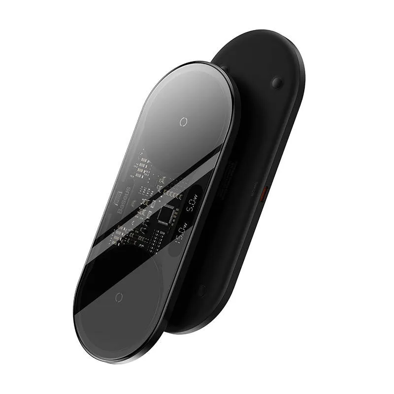 Dual Qi juhtmevaba laadija Baseus Digitaalne LED-ekraan, 20W universaalne