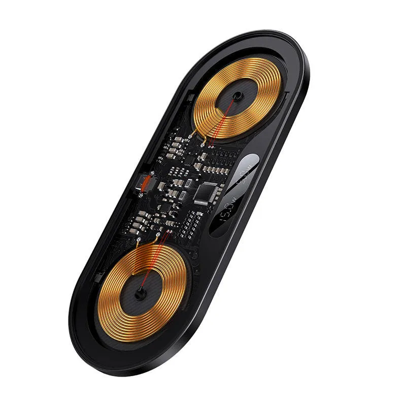 Dual Qi juhtmevaba laadija Baseus Digitaalne LED-ekraan, 20W universaalne