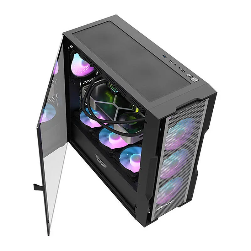 Darkflash DK431 Mesh arvutikast (musta) + 4 ARGB ventilaatorit universaalsed