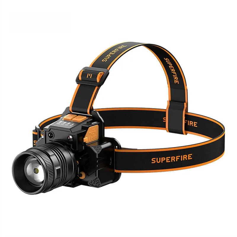 Superfire HL58 pealamp taskulamp, 350 lm, USB, 3 režiimi, 200 m universaalne
