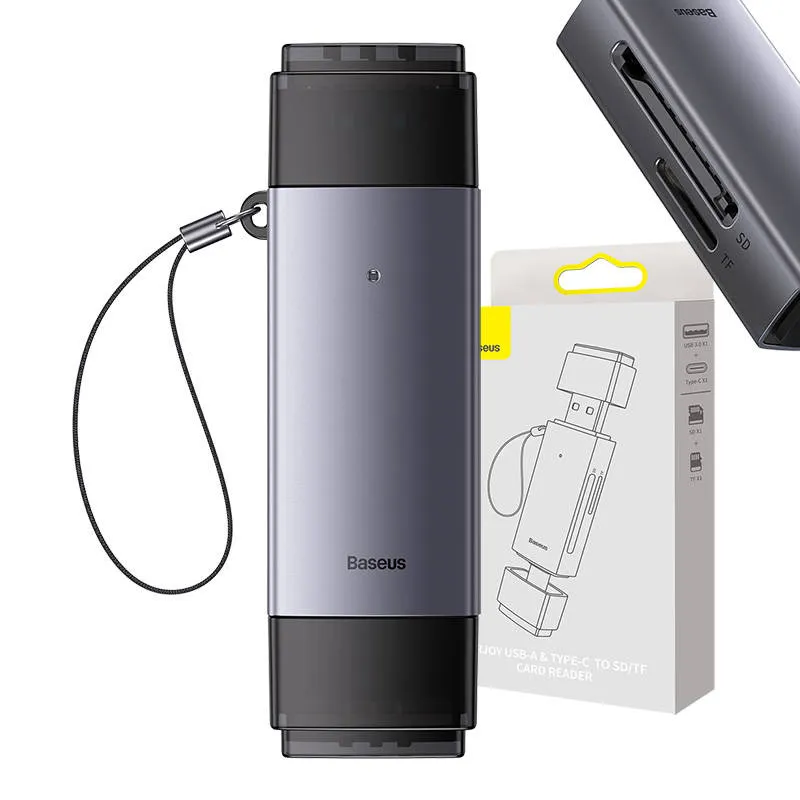 Baseus Lite seeria SD/TF mälukaardilugeja, USB + USB-C (hall) universaalne