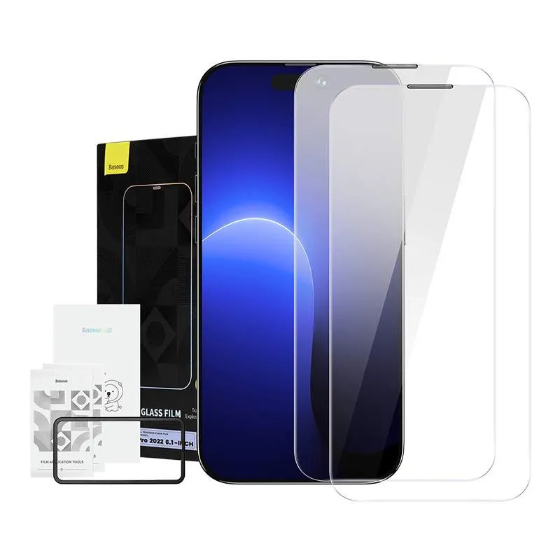 Baseus Crystal karastatud klaas tolmukindel 0,3 mm iPhone 14 Pro jaoks (2 tk) universaalne