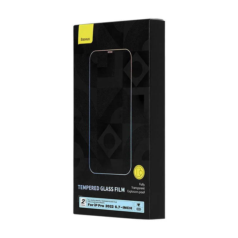 Baseus Crystal karastatud klaas tolmukindel 0,3 mm iPhone 14 Pro Max jaoks (2 tk) universaalne