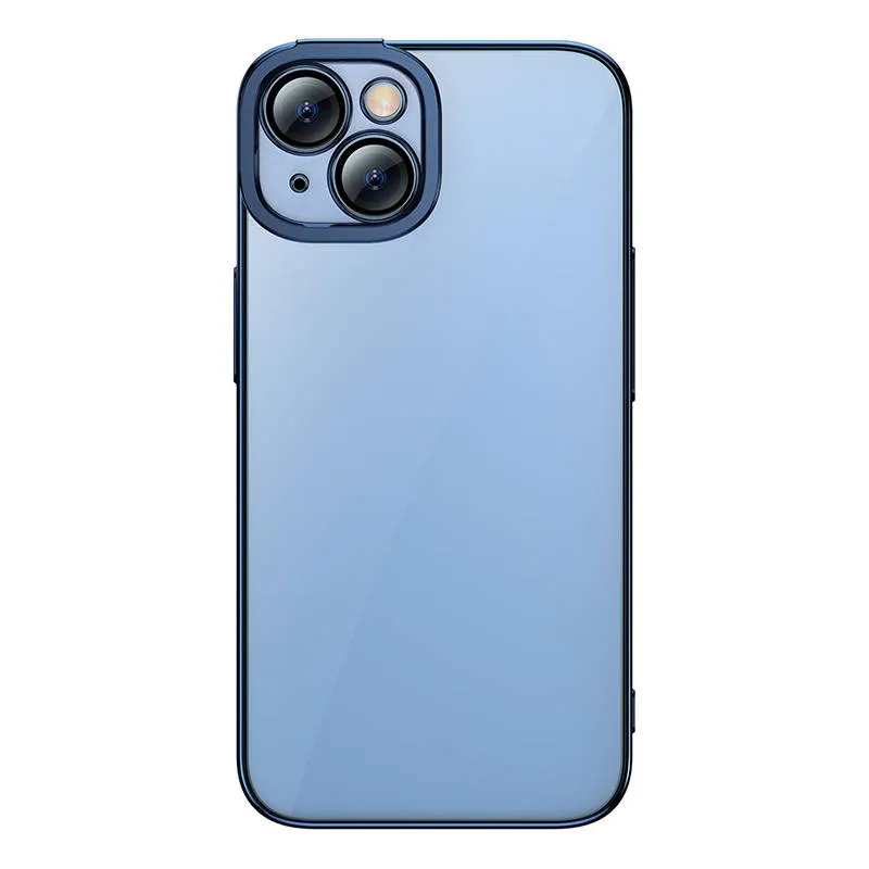 Baseus Glitter Läbipaistev Korpus ja Kriimustuskindel Klaas komplekt iPhone 14 Plus (sinine) universaalne