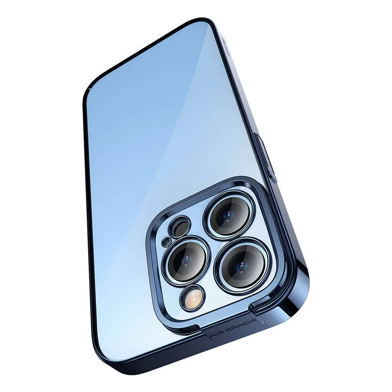 Baseus Glitter Läbipaistev Kott ja Karastatud Klaas komplekt iPhone 14 Pro jaoks (sinine) universaalne