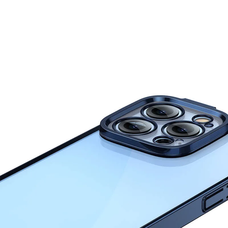 Baseus Glitter Läbipaistev Kott ja Karastatud Klaas komplekt iPhone 14 Pro jaoks (sinine) universaalne