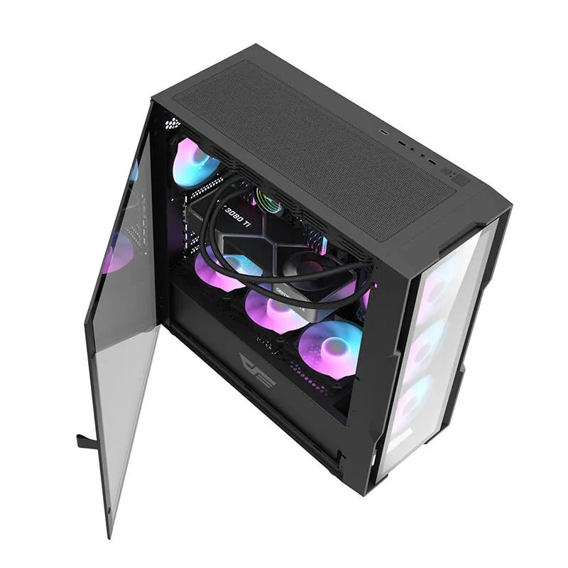 Darkflash DK431 Klaasist arvutikast (must) + 4 RGB ventilaatorit universaalsed