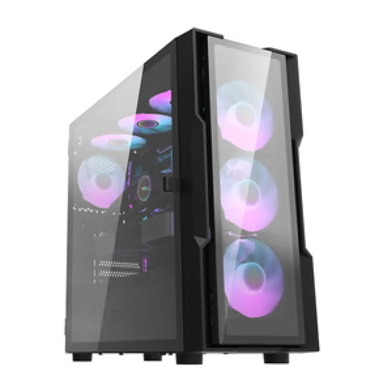 Darkflash DK431 Klaasist arvutikast (must) + 4 RGB ventilaatorit universaalsed