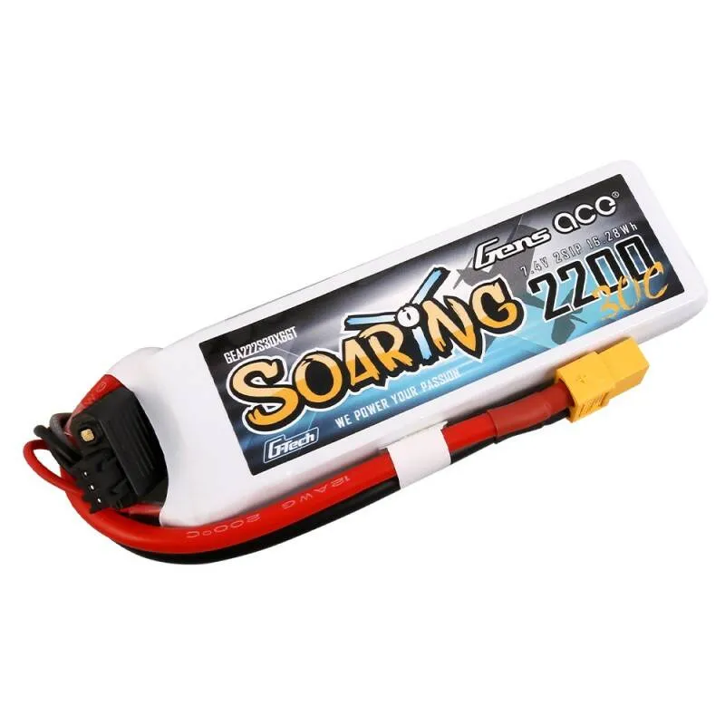 Gens Ace G-Tech Soaring 2200mAh 7.4V 30C 2S1P XT60 Aku universaalne