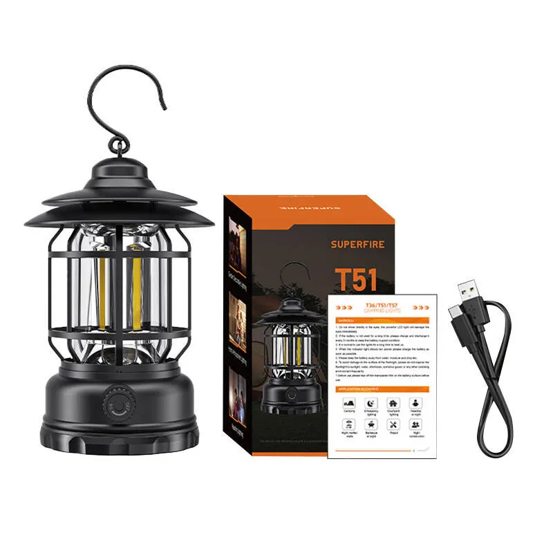 Kamp-lamp Superfire T51, USB-C universaalne