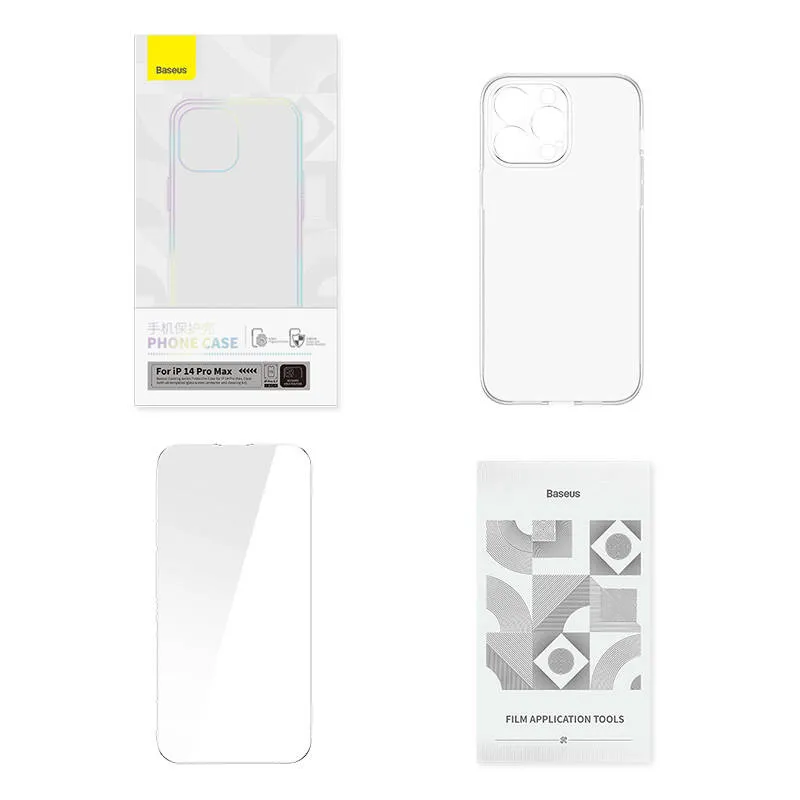 Läbipaistev ümbris ja karastatud klaasikomplekt Baseus Corning iPhone 14 Pro Max universaalne